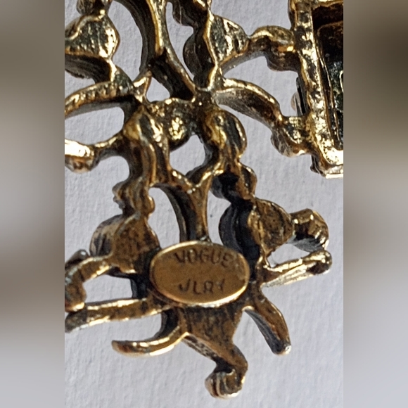 Vogue Jewelery VTG 50's 60's Tree Topaz, Clear Rhinestones Rare Gold Tone Brooch - Picture 5 of 13